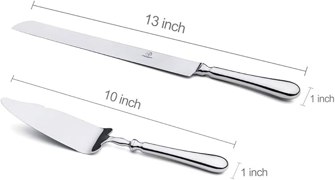 OTW PAVILION 2 Piece Wedding Cake Knife and Server Set,18/10 Stainless Steel Cake cutting Set Pie Server Cake Cutter Knife for Birthday,Anniversary,Holiday,Baby Shower,Party