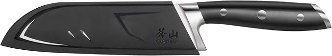Cangshan ALPS Series 502742 German Steel Forged 7-inch Santoku Knife with Sheath, Black