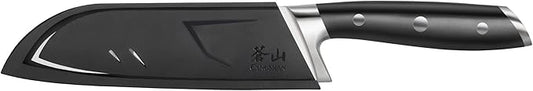 Cangshan ALPS Series 502742 German Steel Forged 7-inch Santoku Knife with Sheath, Black