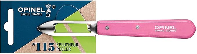 OPINEL Essential No.115 Peeler, Hornbeam Wood Handles, Made in France (Pink)