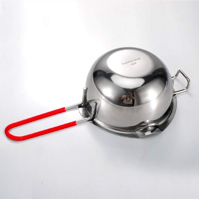 Stainless Steel Double Boiler Pot with Heat Resistant Handle for Melting Chocolate, Candy and Candle Making (18/8 Steel, 2 Cup Capacity, Universal Insert)