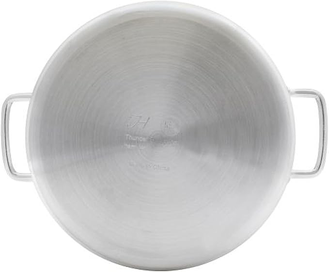 TrueCraftware- 30 qt. Aluminum Brazier Pot with Cover 6mm Thickness- Heavy Weight Cookware Braiser Pan Braising Pan Perfect Roasting Baking Sauteing Searing and Pan Frying Mirror-Finished