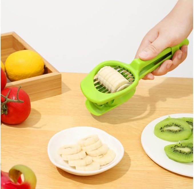 Egg Slicer, Boiled Egg Cutter, Multifunctional Handheld Kiwi Banana Strawberry Fruit Slicer, Stainless Steel Wire with 2 Cutting Faces, Home Kitchen Bar Tool