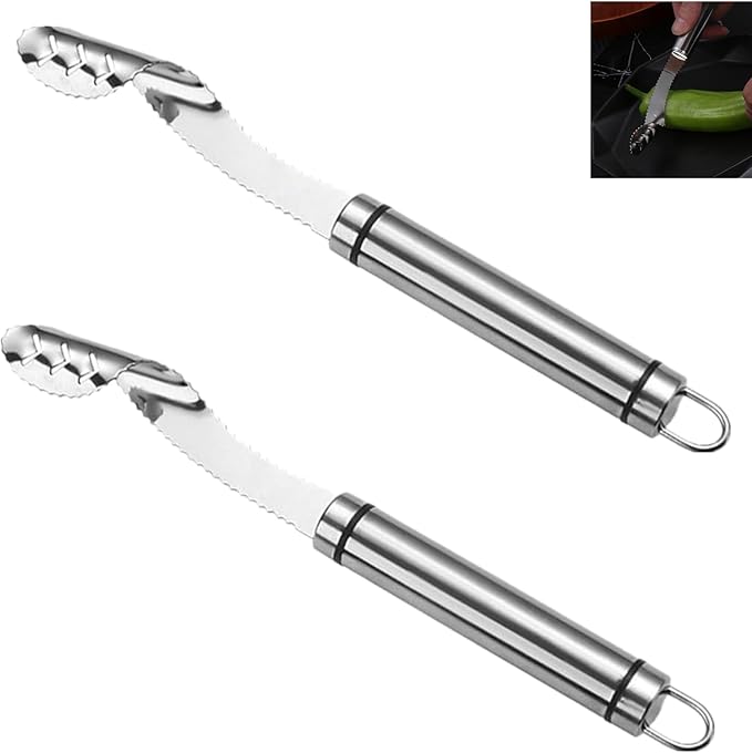 2 Pcs Stainless Steel Jalapeno Corer Tool Pepper Corer Seed Remover Tool, for Cleaning Inside Jalapenos Chilis Peppers