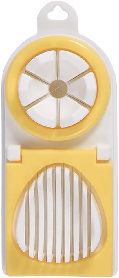 PRETYZOOM Metal Onion Slicer Egg Slicer for Boiled Egg with Stainless Steel Wire, Strawberry Mushroom Cutter Slicer, 2 Slicing Styles (Yellow) Egg Slicing Supplies