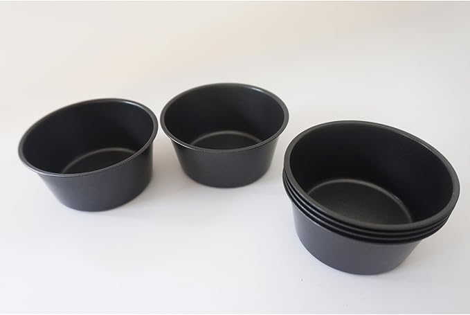 Heluok 6PCS Carbon Steel Popover Pans, Nonstick Mini Yorkshire Pudding Pan, Muffin Cupcake Pans, Individual Egg Tart Molds, Baking Round Cake Cup - Black (3.1" x 1.4")