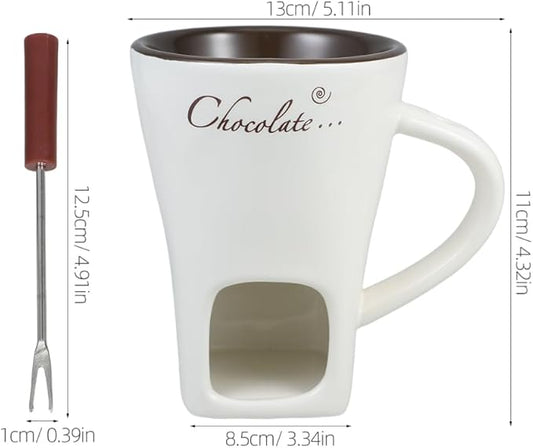 Garneck 2 Sets Chocolate Fondue Mugs: Ceramic Multifunctional Pot for Hot Chocolate Cheese Caramel & Butter Porcelain Melt Fondue Crucible Ideal Gift for Family Fridens