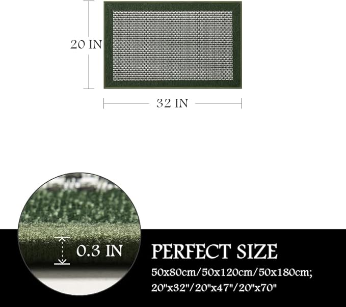 PADOOR Kitchen Mats for Floor, Kitchen Rugs Non Slip Washable, Rubber Backed Kitchen Runner Super Absorbent Kitchen Floor Mat Sink Rug, 20"x32" Green