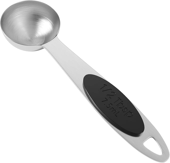 1PCS 1/2 Tbsp(1.5tsp, 1/4oz, 7.5ml) Single 18/8 Magnetic Measuring Spoon, 304 Stainless Steel Individual Measure Scoop Only for Baking & Cooking, Metal Kitchen Gadgets Essentials
