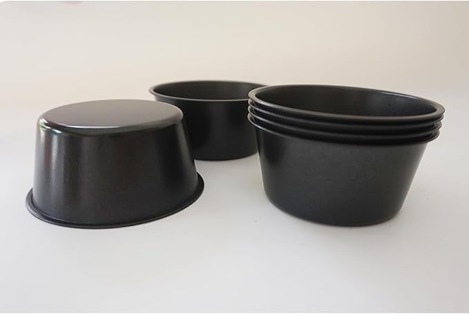 Heluok 6PCS Carbon Steel Popover Pans, Nonstick Mini Yorkshire Pudding Pan, Muffin Cupcake Pans, Individual Egg Tart Molds, Baking Round Cake Cup - Black (3.1" x 1.4")