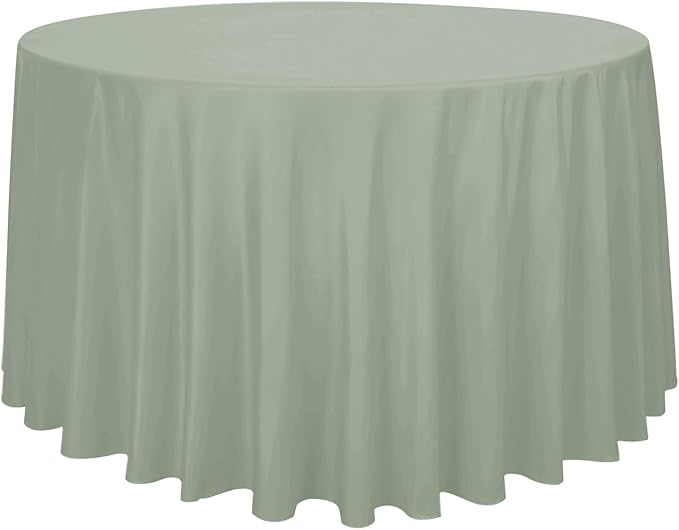 Obstal 210GSM Round Table Cloth, Oil-Proof Spill-Proof and Water Resistance Microfiber Tablecloth, Decorative Fabric Circular Table Cover for Outdoor and Indoor Use (Sage Green, 108 Inch Diameter)
