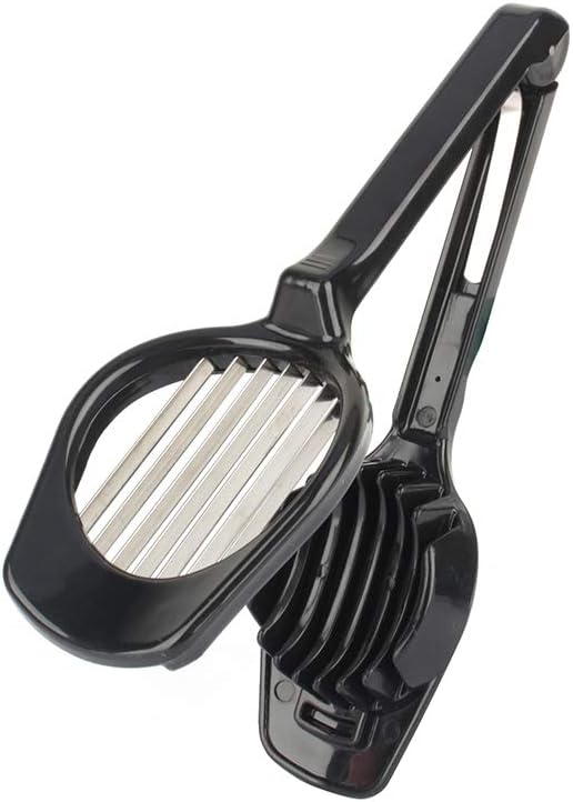 Egg Slicers Cutter, Stainless Steel Multifunction Slicing Mould, Handheld Mushroom Kiwi Divider Tomato Strawberry Cutter, 2.95 * 7.5inches (Black)