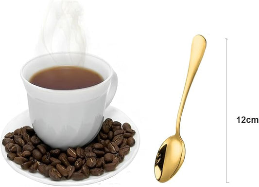 Wesdxc56 Demitasse Espresso Spoons, Mini Coffee Spoon, Stainless Steel Small Spoons for Dessert, Tea,Set of 6 (gold)