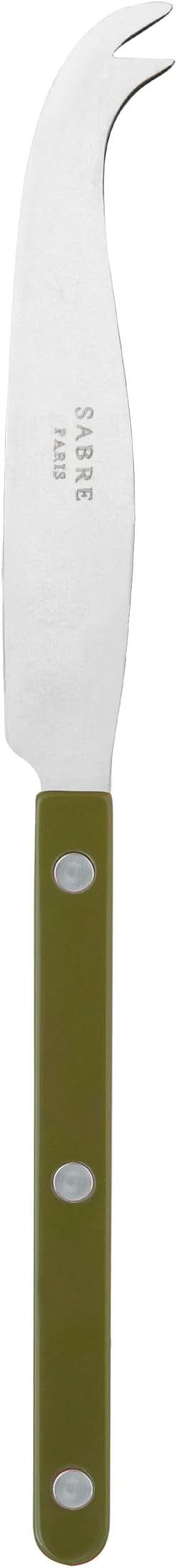 SABRE PARIS - Cheese Knife 9.4 inches - Bistrot Vintage Collection - All Cheeses - Stainless Steel & Nylon - Dishwasher Safe - Fern Green - Mat Finish