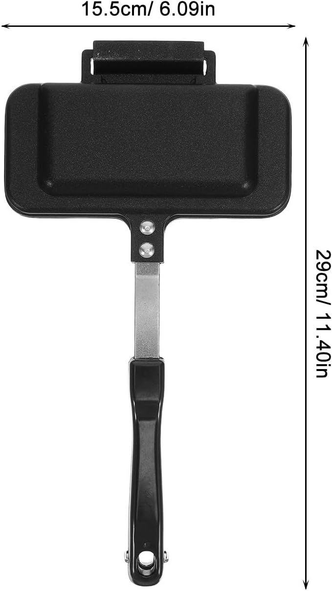Sandwich Maker With Long Handle: Non-Stick Grilled Pan - Stovetop Aluminum Alloy Flip Frying Pan For Toasted Bread Home Kitchen Breakfast Camping