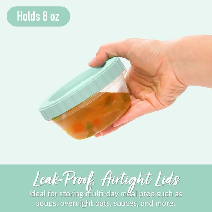 Bentgo Prep - 20 Piece 8 fl oz Leak-Proof Deli Containers with Lids, Food Storage for Meal Prep, Twist-Top, Reusable, PFAS & BPA-Free, Stackable, Microwave, Freezer, & Dishwasher Safe (Honeydew)