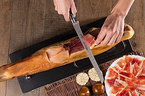 Arcos Knife/Ham Knife 10 Inch Nitrum Stainless Steel and 250 mm blade. Used for or carving various types of food with precision and ease. Series Riviera. Color Black
