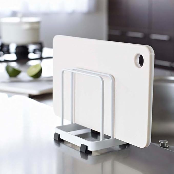 Cutting Board Organizer, Cutting Board Holder Rack, Baking Cookie Pan Sheets for Cabinet Storage or Kitchen Counter (White)