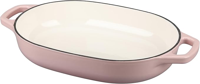 EDGING CASTING Enameled Cast Iron Oval Dutch Oven Pot with Lid, Dutch Oven for Sourdough Bread Baking, Oval Bread Pan, 7qt, Pink