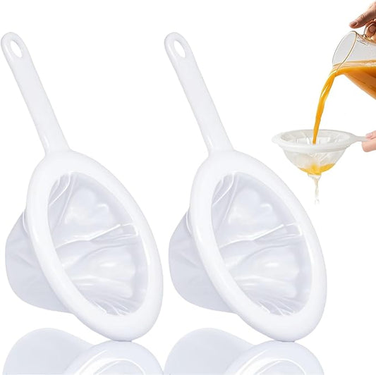 2 Pcs Ultra Fine Mesh Strainer Set - Food Grade Nylon, Fine Mesh Sieve with Handles for Juicing, Yogurt, Nut Milks, Fines liquids, Small Strainers - Including 80 & 200 Mesh Colander