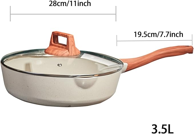 SC Cooker Frying Pans Nonstick with Lid, 10/11 inch Skillets and Frying pans,Granite Cooking Pan with Pour Spout,Non Toxic Pan for Stove,Induction,Gas,Pb, Cd PFOA Free(Granite, 11inch)