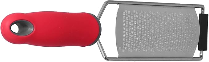 Stainless Steel Cheese Grater & Zester | Secure Grip Handle for Hard Cheese/Lemon/Chocolate | Multipurpose Kitchen Grater with Hanging Hole, Dishwasher Safe