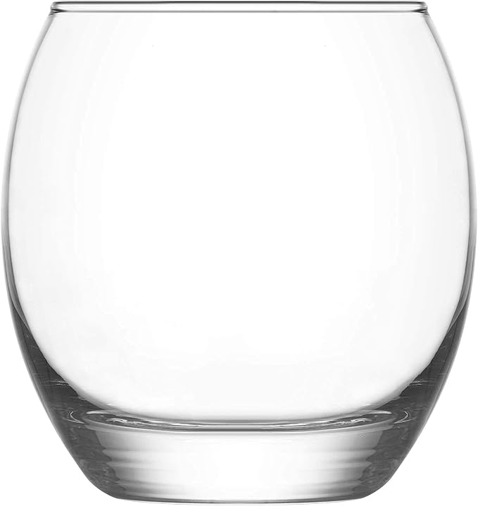 LAV Short Balloon Water Glasses - Set of 6-13.75 oz - Cocktail, Gin and Tonic, Stemless Wine Glass Set for Juice, Whiskey, Smoothie, White Wine - Housewarming Gift Idea, Useful Gifts for Neighbor
