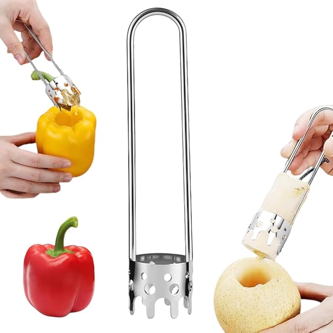 Pepper Corer Seed Remover Tool, 2026 New Red Bell Pepper Seed Corers, Stainless Steel Fruite Vegetables Corers, Apple Jalapeno Corer Tool Kitchen Gadget (1PC-B)