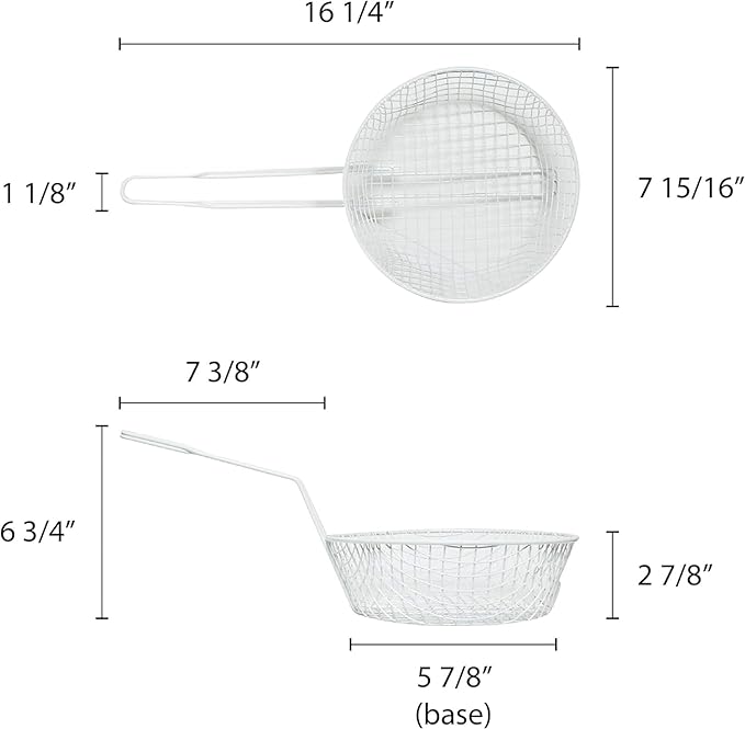 TrueCraftware- 8” Round Breading Basket Coarse Mesh 3" Deep- Culinary Basket for Dredging Chicken French Chips Onion Rings Chicken Wings Food Prep Basket Serving Strainer for Breadcrum Dishes