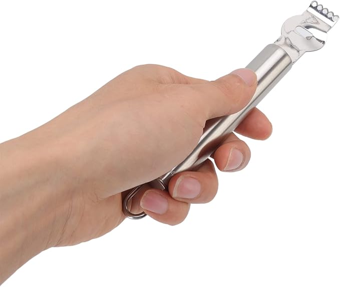 Stainless Steel Citrus Zesting Tool with Ergonomic Grip - Lemon Orange Peel Grater for Kitchen Use (Silver)