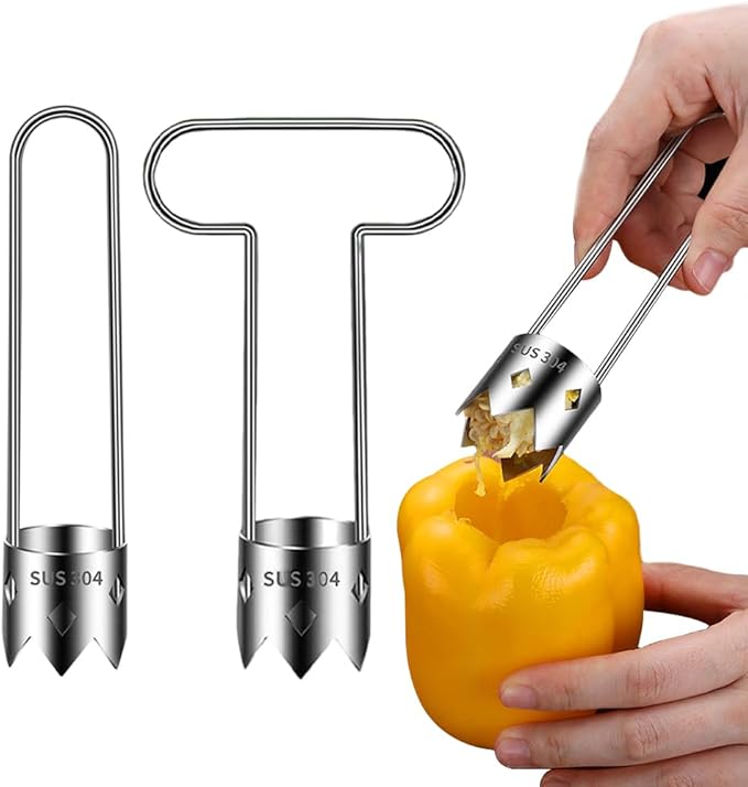 Red Bell Pepper Seed Corer,2024 New Stainless Steel Fruite Corer,For Vegetables Fruit Kitchen Gadget (A+B)