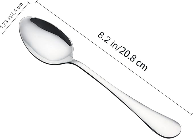 VANRA 6-Piece Dinner Spoons Set Soup Spoons Heavy Duty Stainless Steel Silver Cutlery Set 8 inches (6 spoons)