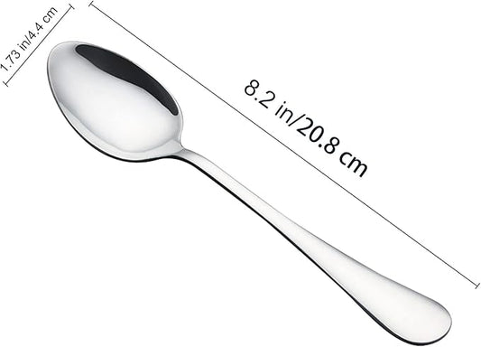 VANRA 6-Piece Dinner Spoons Set Soup Spoons Heavy Duty Stainless Steel Silver Cutlery Set 8 inches (6 spoons)