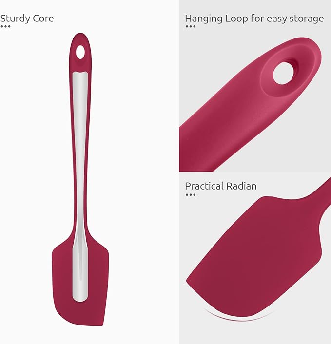 Heat Resistant Silicone Large Spatula: U-Taste 600ºF High Heat Flexible 11.38in Silicon Mixing Stirring Cooking Scraping Baking Bowl Scraper Seamless Spreader for Kitchen Nonstick Cookware (Red)