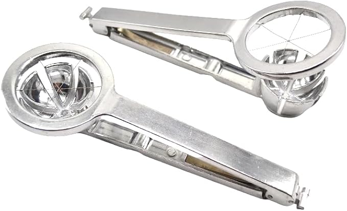 1 Pack Aluminum Cast Wedge Egg Slicer with 18/10 (304) Stainless Steel Wire, Divide Hard Boiled Egg into 6 Equal Segment, Patent Lock Switch Keep Utensil Folded for Sanitary Storage