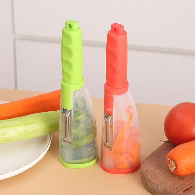Ximimark 2pc, Premium 2-in-1 Fruit and Vegetable Peeler with Stainless Steel Blade - Multifunctional Kitchen Gadget for Easy Peeling, Slicing, and Storing