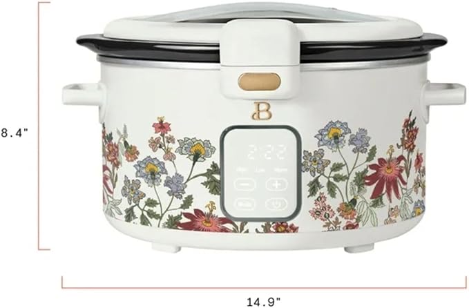 4QT Programmable Slow Cooker with Hinged Lid, Touch Display, Multiple Heat Settings, Ideal for Family Meals