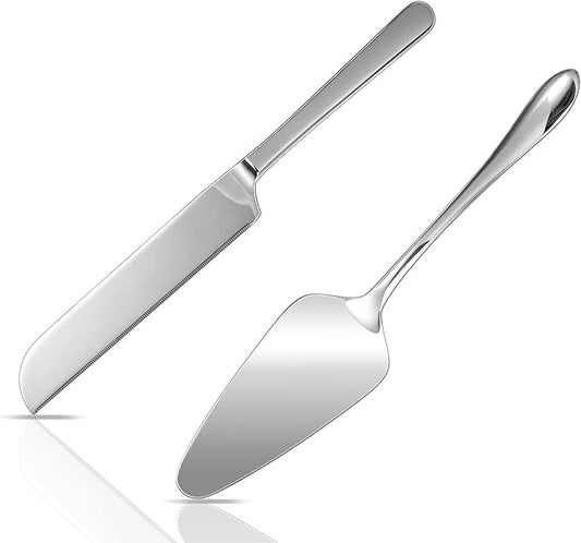 KSENDALO Wedding Cake Knife and Server Set, Cake Server Set for Hotel Weddings, Celebrations, and Birthdays, Mirror Finish, Heavy Duty and Classy Pie Pastry Cake Cutting Servers