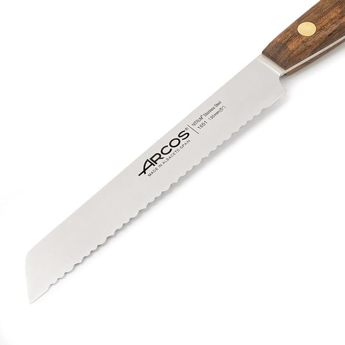 Arcos Tomato Knife 5 Inch Stainless Steel. Kitchen Knife for Vegetables. Ovengkol Wood Handle 100% natural FSC and 130mm Blade. Series Nordika. Color Brown.