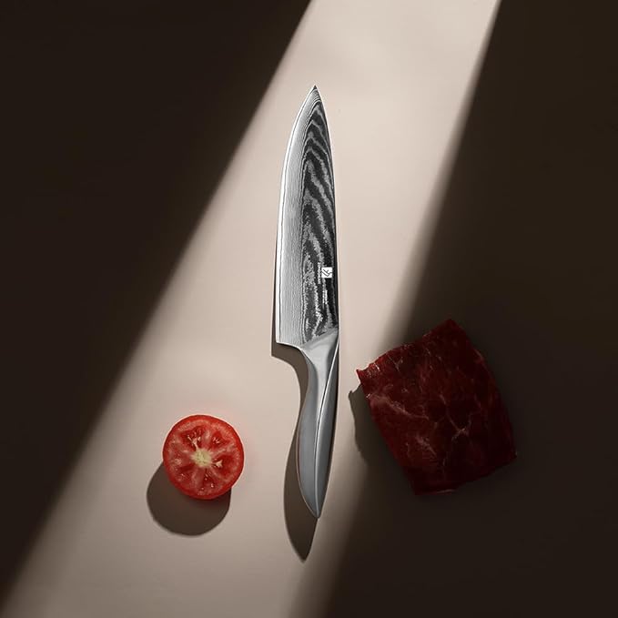 9C 8 Inch Chef Knife – Ultra-Smooth Cutting Experience,Effort-Saving Damascus Kitchen Knife,Professional Grade Sharp,Ergonomic Handle,9CR18MOV High Carbon Stainless Steel,Love's Gift Box