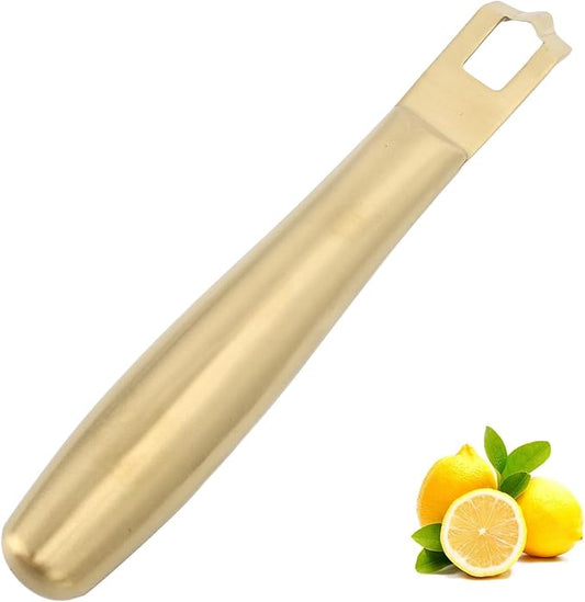 Lemon Zest Peeler, Stainless Steel Kitchen Orange Citrus Zester Multifunctional Cocktails Bartender Tool with Handle for Home Bar (Gold)