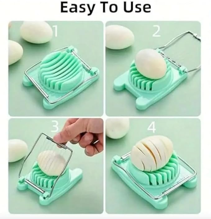 Egg Slicer for Hard Boiled Eggs, Stainless Steel Wire Cutter with PP Base, Manual Kitchen Tool, Orange