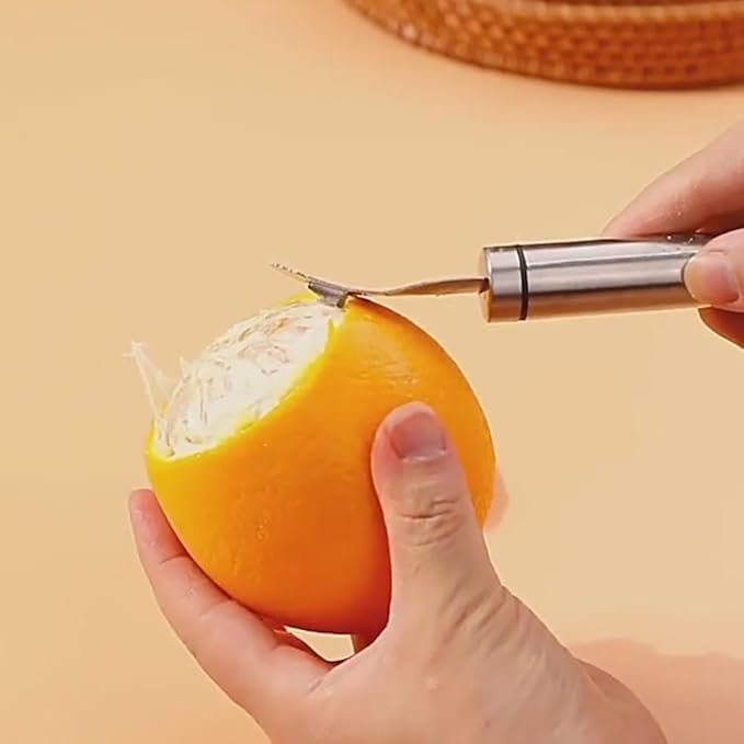 Orange Peelers Orange Peeler Tool Citrus Peeler Stainless Steel Slicer Cutter Peeler Remover Humanized Design Handle Serrated Curved Spade Blade Triangular-shaped Slip Blade Fruit Tools Kitchen Gadget