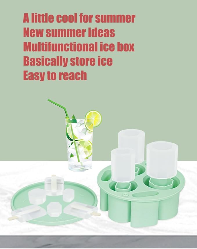 Ice Cube Trays for Stanley Cup 20 30 40 OZ Tumbler Ice Mold Heart Shape Silicone Ice Cube Tray with Lid, Stanley Ice Mold and Maker Ice Cube for Cocktails, Whisky, Juice (Other, Green)