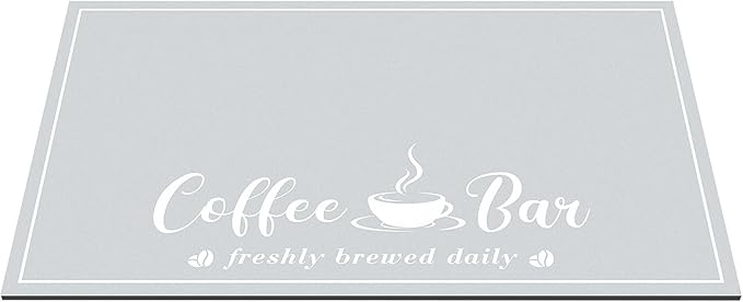 Absorbent Coffee Mat, Fashion Dish Drying Mat for Kitchen Counter Coffee Bar Accessories Espresso Machine Dish Rack 12" x 20" Light Grey