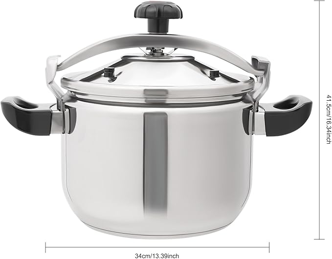 23.2 Quart Pressure Cooker Stainless Steel Pressure Cooker, Large Capacity, Commercial Pressure Cooker Clamp On Type, Single Valves for Family or Commercial Use