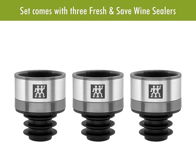 ZWILLING Fresh & Save 3-pc Vacuum Wine Sealer (Set of 3), Gift Set