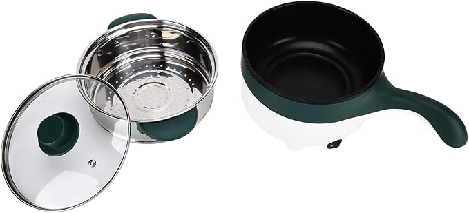 ZJchao Electric Hot Pot 2L Stainless Steel Multifunctional Portable Cooking Steamer for Home Car Kitchen 12V Green