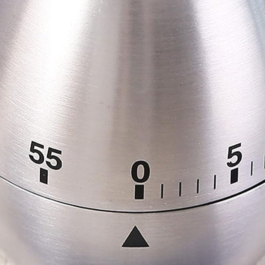 Kitchen Timer for Cooking, Egg Kitchen Timer Stainless Steel Mechanical Rotating Alarm 60 Minutes Count Down Time Clock for Cooking Learning(Color:Silver)