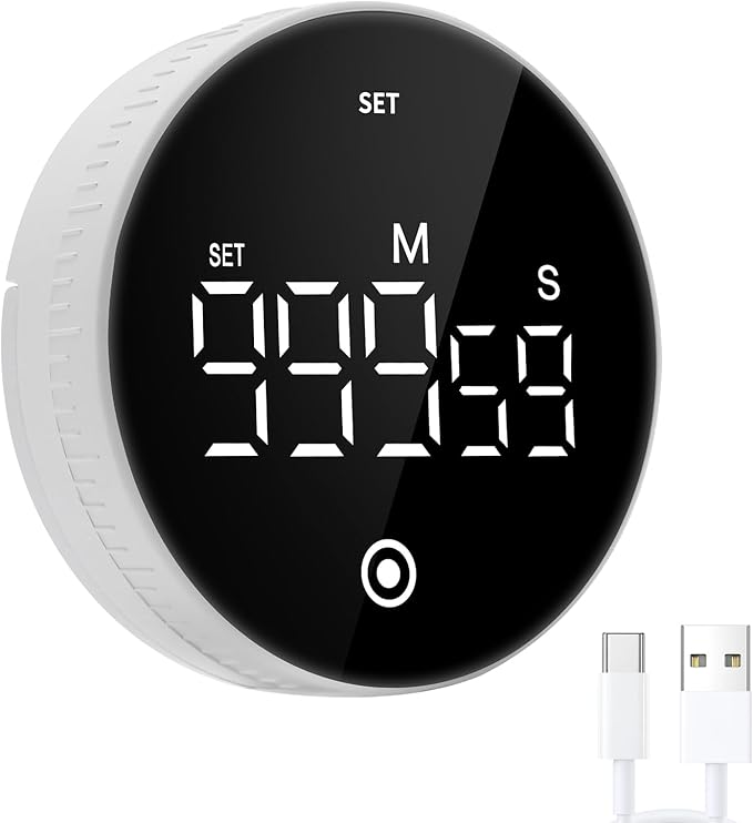 Digital Kitchen Timer with Magnet,Large LED Display Visual Timer with Countdown Countup for Adult & Children,Battery Supply for Classroom Home Gym Office